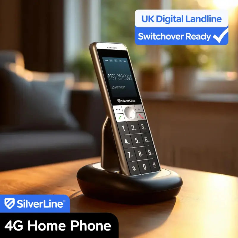 SilverLine 4G Home Phone on its desk dock